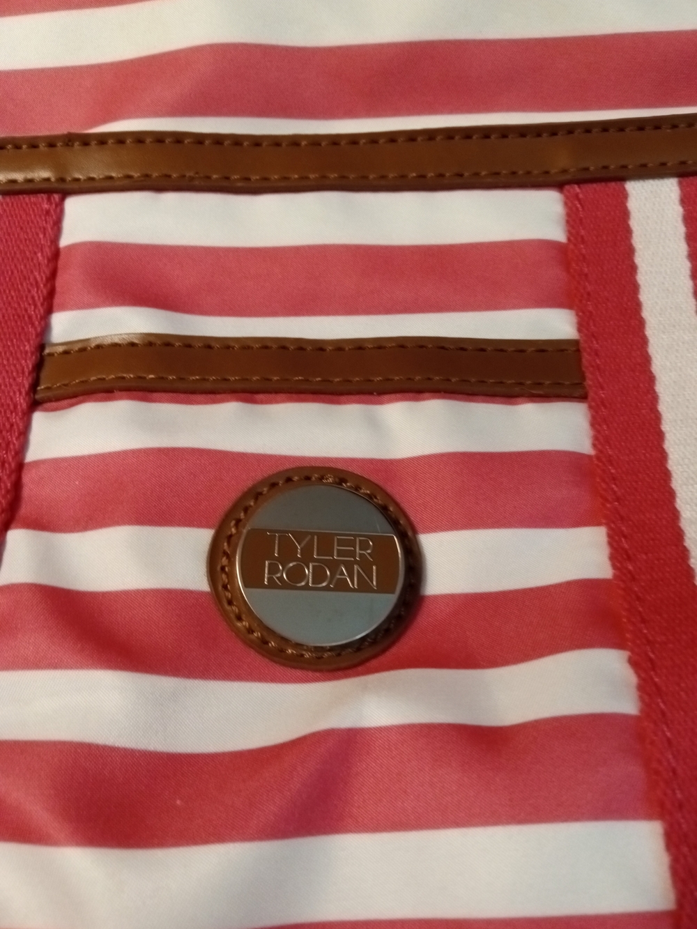 Tyler Rodan Pink and White Striped Crossbody Bag - Picture 3 of 7